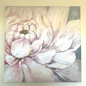 Peonies canvas painting; textured, modern. New and in great condition!